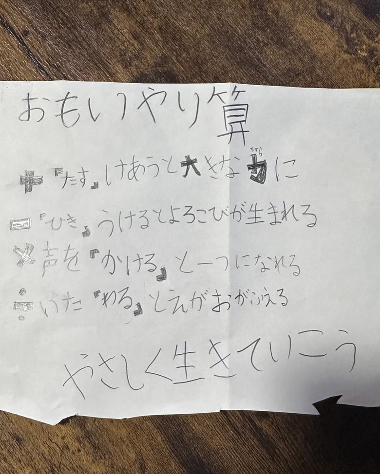 大友さんの子どもが書いたもの