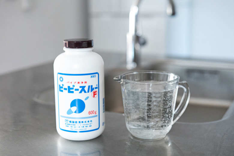 ピーピースルーFとお湯