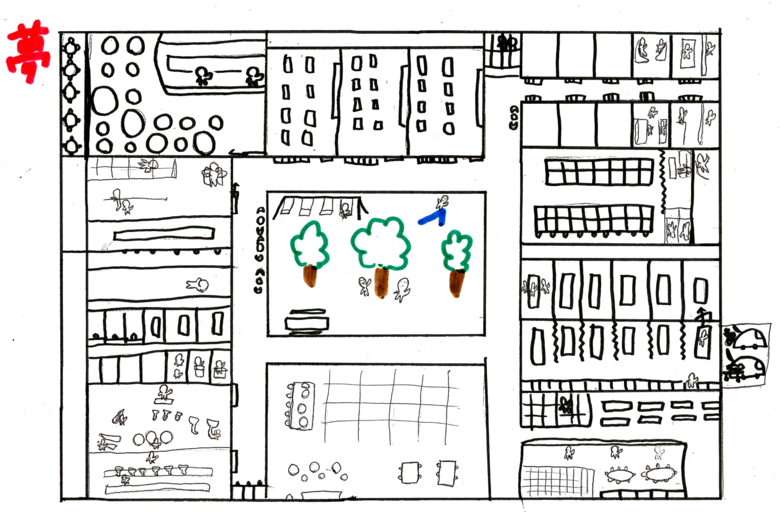 高校3年生のときの描いた「夢の施設」の間取り図。それがのちに現実に
