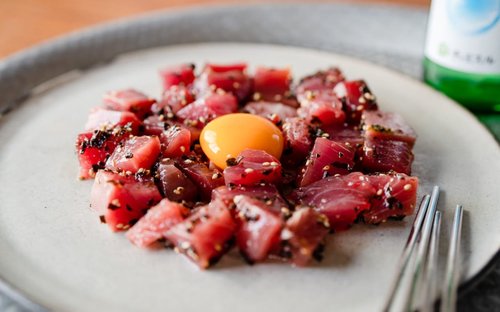 鰹のゆずこしょうユッケ