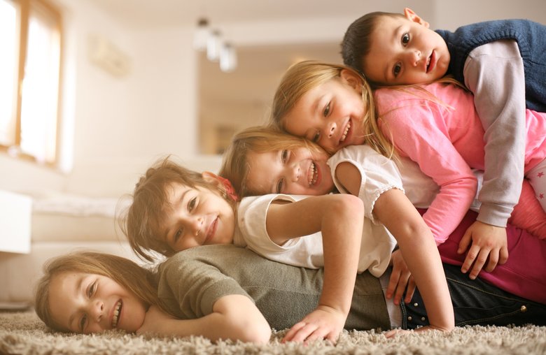 Children having fun at home.