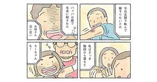 父は玄関で転び、バァバは庭で毛虫に刺された