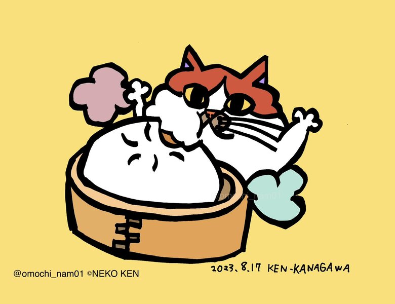 中華街が有名な神奈川県！！ 肉まんネコだよ～！！ （なみそさんのXの投稿より）