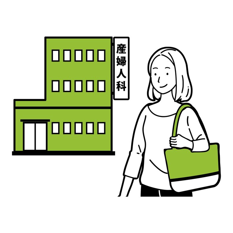 産婦人科に行く女性のイメージイラスト（PIXTA)