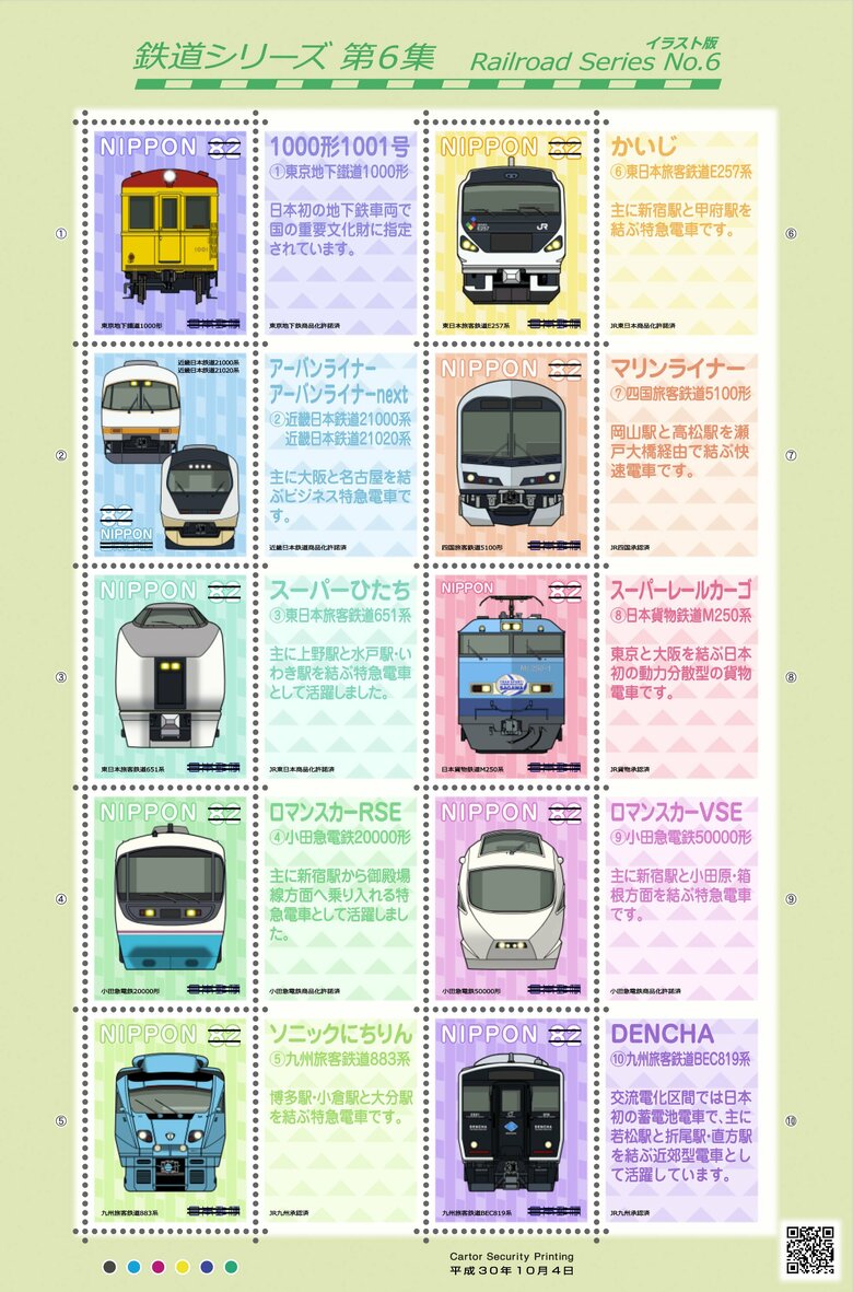 丸山智さんがデザインを手掛けた「鉄道シリーズ　第6集（イラスト版）」（2018年10月4日発行）