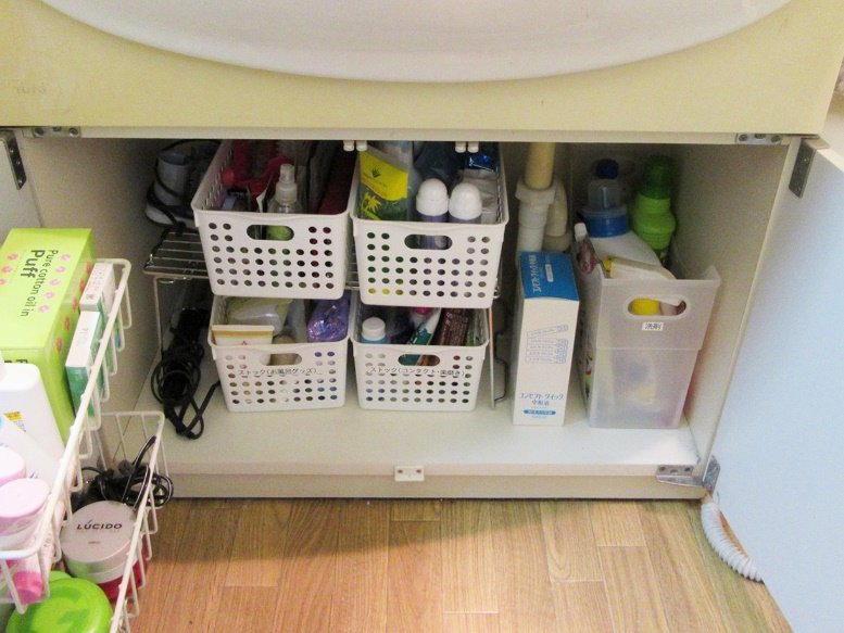 ▲洗面台の下での使用例