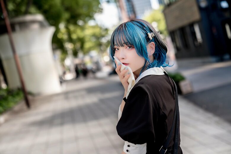 まりえ（42）名古屋での公演に行った際、名古屋市の久屋公園で撮影