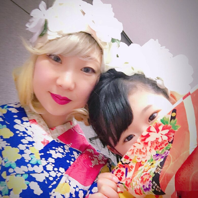 シングルマザー時代、着物のイベントで親子モデルとして参加したとき