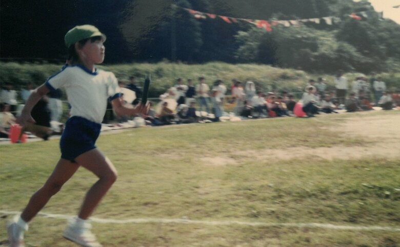 小学校の運動会。走り方をからかわれたこともあった