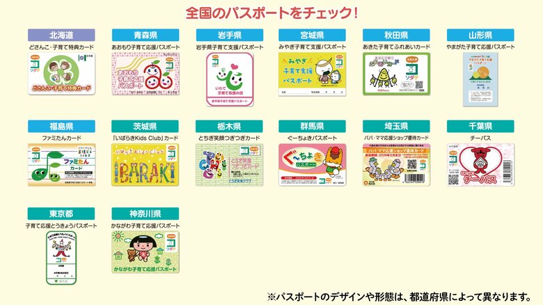 各都道府県のパスポートのデザイン一覧(1)（内閣府子ども・子育て本部YouTube動画）