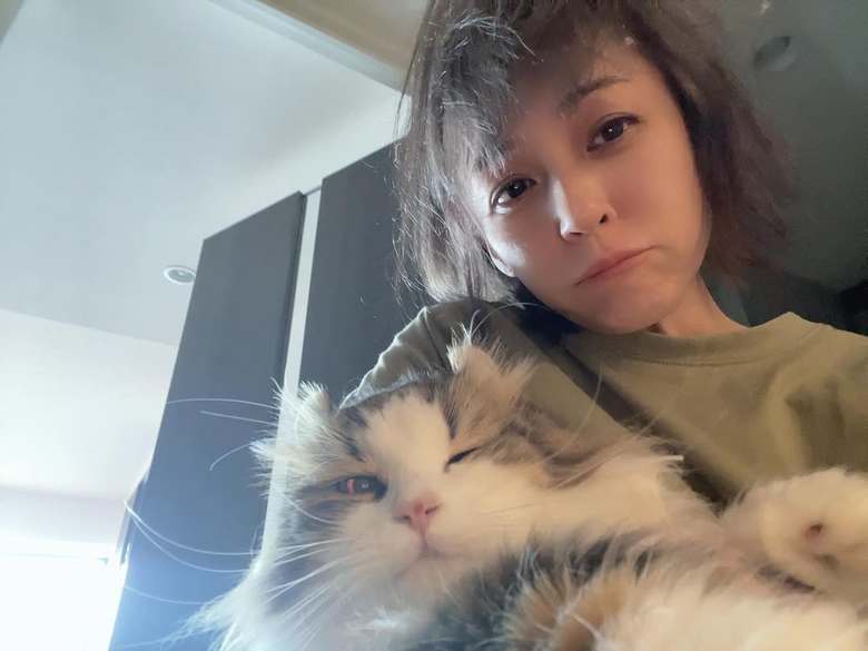 酔っ払いながら愛猫・こてつちゃんと戯れる