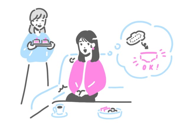 外出中に吸水ショーツ着用で安心する女性