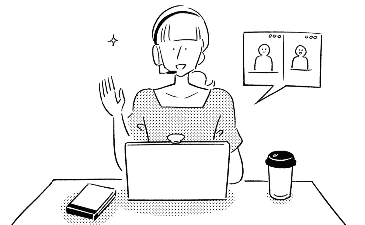 オンライン会議をする女性