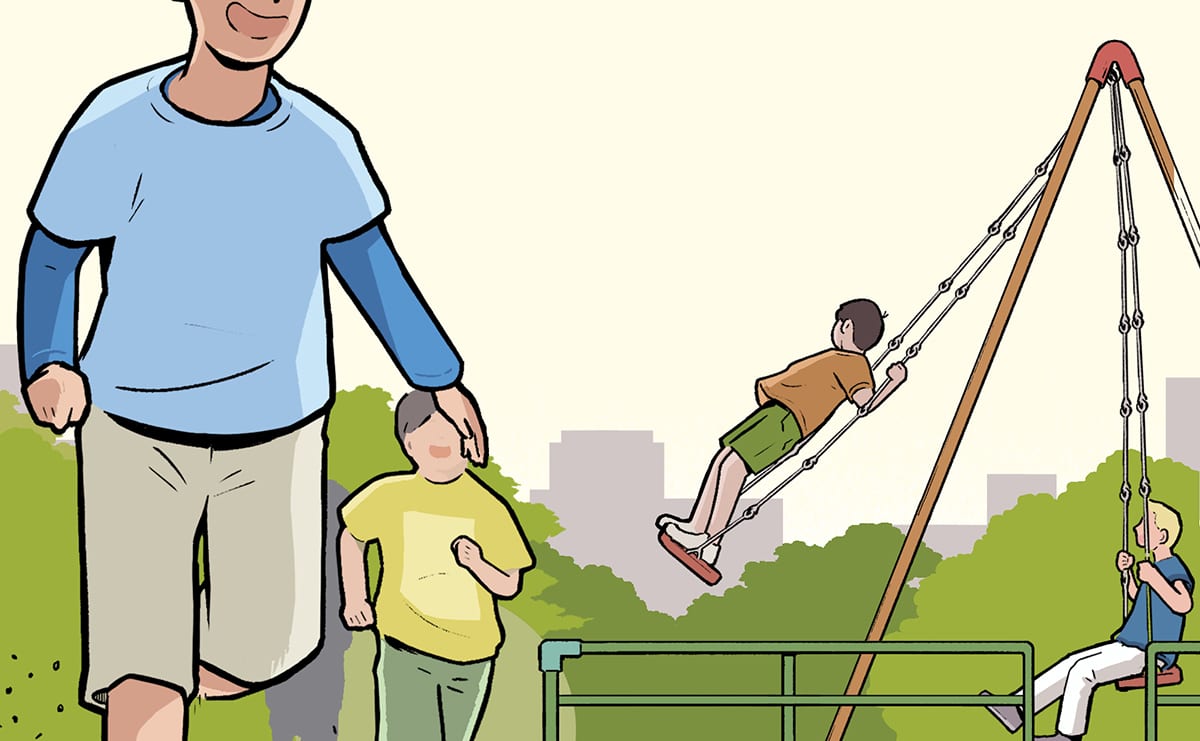 中学受験の正体17_公園で遊ぶ小学生男子