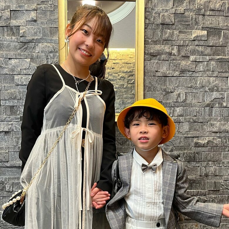 息子、小学校入学式のとき