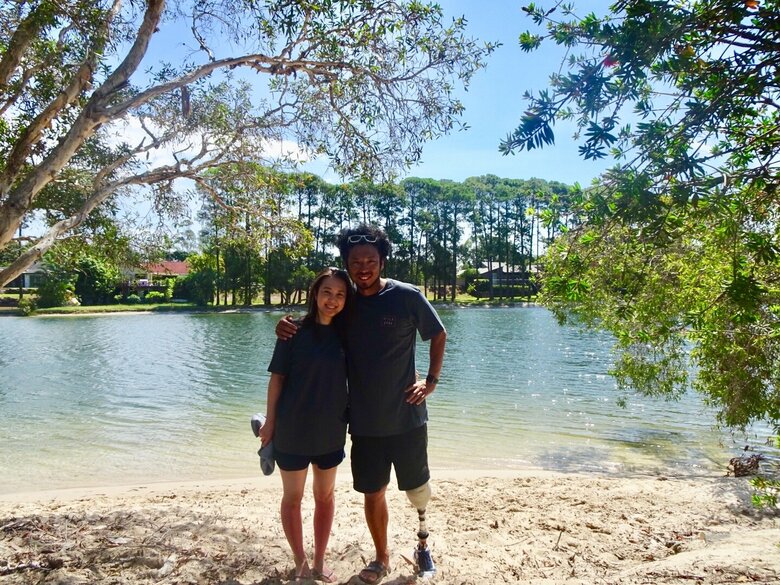 結婚直後、夫がカヌーの練習でオーストラリアに1か月滞在した際、現地滞在24時間の強行プランで会いに行った