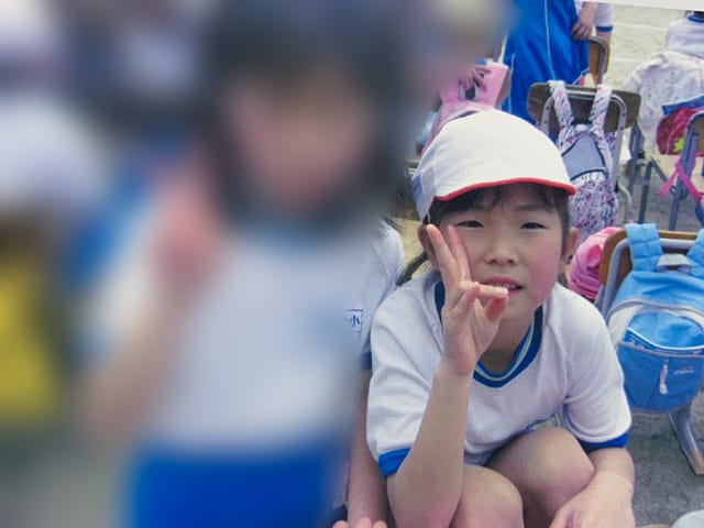 震災後に再開した学校で 小学4年生の時の運動会で撮影した1枚（本人提供）