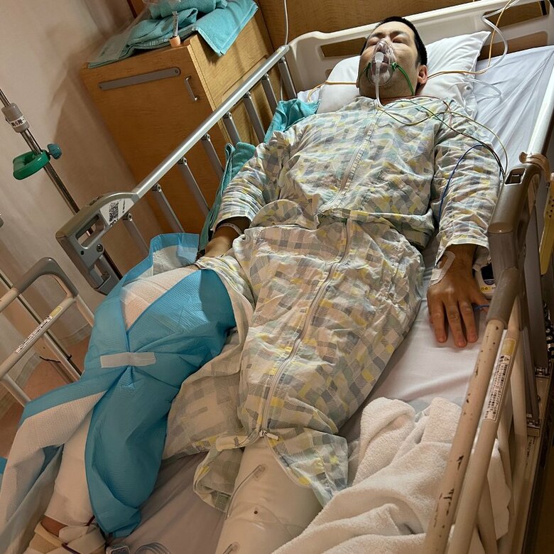 放射線による潰瘍の治療中の様子