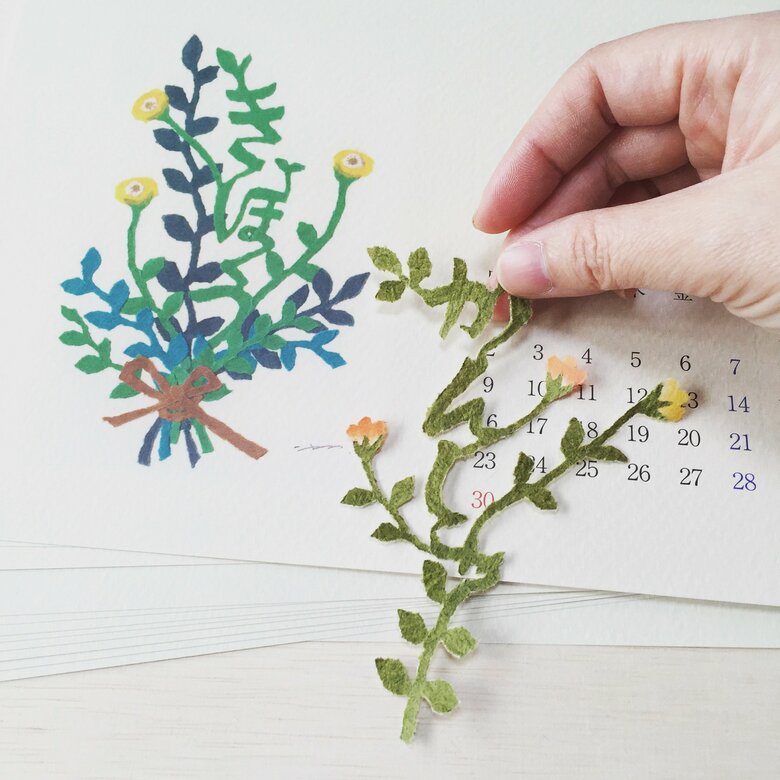 絵の中にどんな文字が隠れているのか？ユニークなちぎり絵