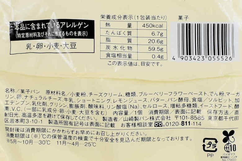 ローソン「チーズケーキ！？ メロンパン」の成分画像