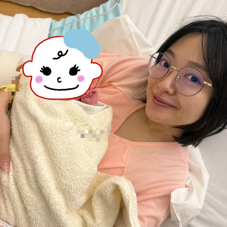 出産直後の北原さんはとっても穏やかな表情