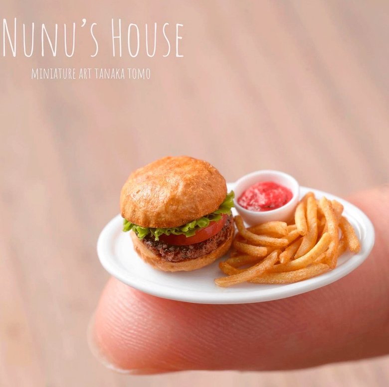 みんな大好き「ハンバーガーとフライドポテト」のミニチュア