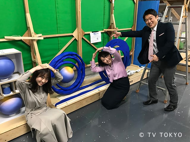 モーニングサテライトでキャスターを務める矢内雄一郎アナ（右）、相内アナ（中央）、片渕茜アナ（左）