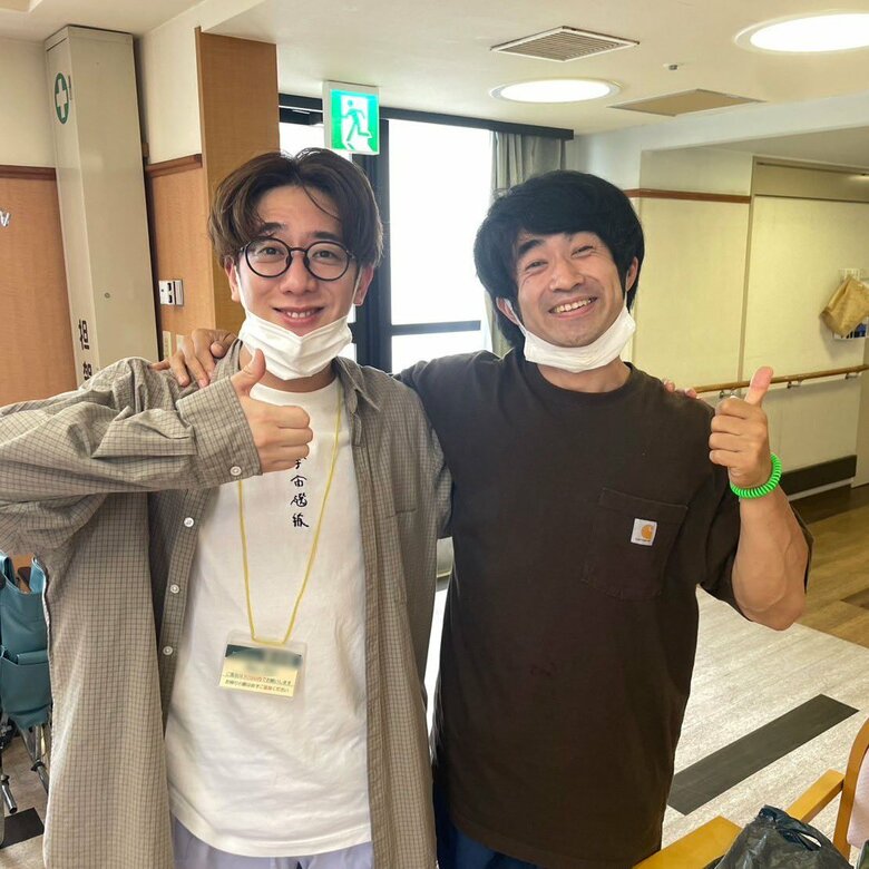 2回目の入院中に面会に来た相方と撮影