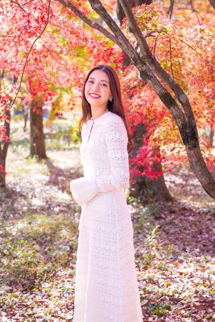 美しい紅葉と美しい植田さん「目の保養！」