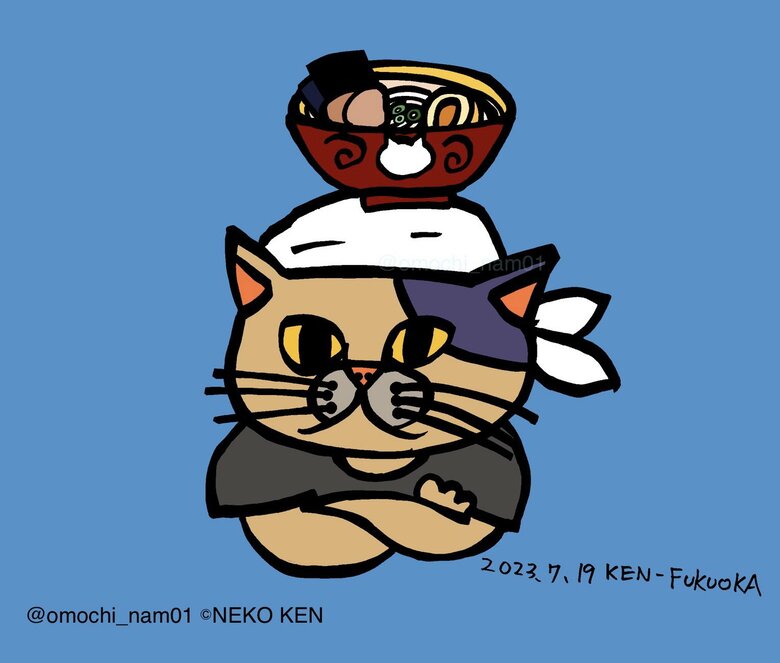 福岡県！！ ラーメン一筋、ネコのラーメン屋さん！！（なみそさんのXの投稿より）