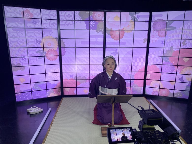 着物のYouTube撮影の様子