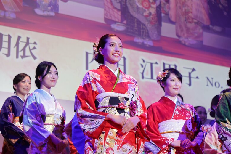 2024ミス・インターナショナル日本大会で着物審査の際の植田さん