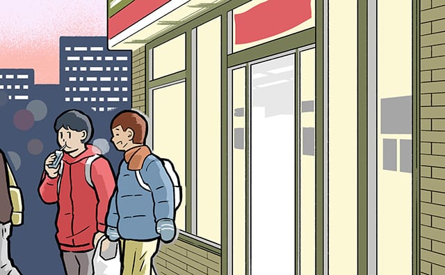 塾帰りコンビニに立ち寄る子どもたち