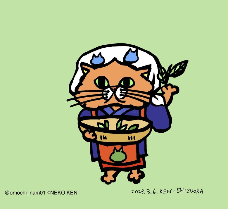 日本一の茶どころで有名な静岡県！！！ 茶摘みネコだよ～！！（なみそさんのXの投稿より）