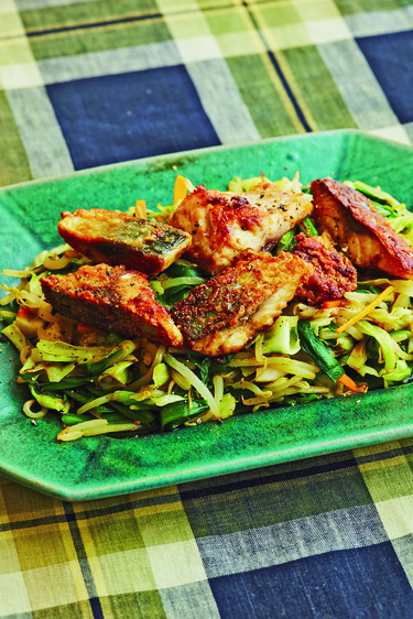 さばのカレー風味焼き野菜炒めのっけレシピ