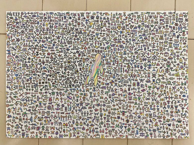 SNSに投稿した初めてのアート作品はボールペンで描いたイラストだった