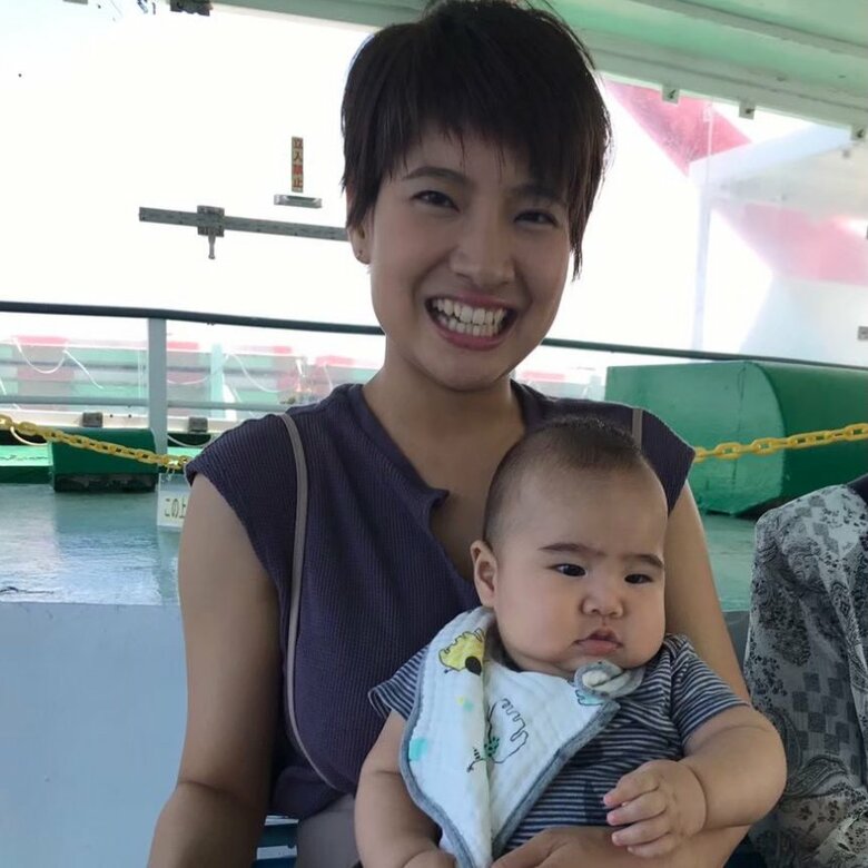 産後4か月のころのいとみきさんと息子さん