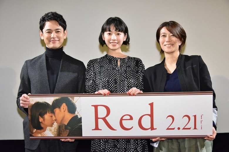 トークショーに登場した（左から）妻夫木さん、夏帆さん、三島監督