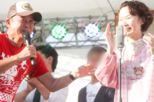 広島の「酒まつり」では優勝したこともあるたいこさん。横山雄二アナウンサーと