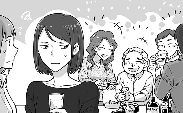 飲み会で下戸のために苦痛になる女性