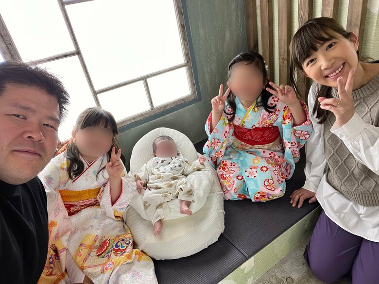 第3子出産時に撮影した家族写真