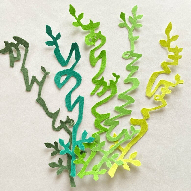 すべて手でちぎった「ひとふでちぎり」