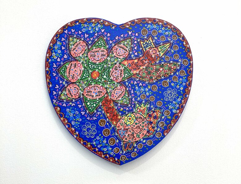 作品名は「裏方のリーダー」。自閉症と公表して以降、描く絵の方向性にも変化が