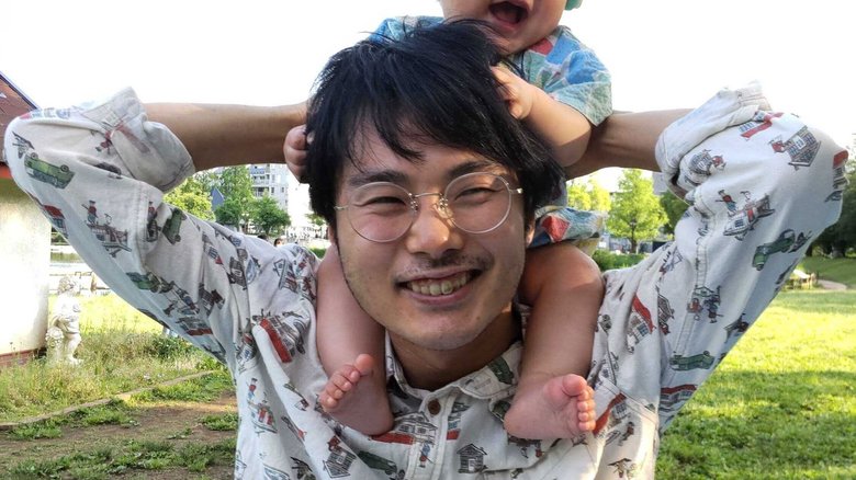 育休を取得した男性社員の一人、株式会社ダイレクトイシイの柳田友一さんも「育児は修行」と実感したそう