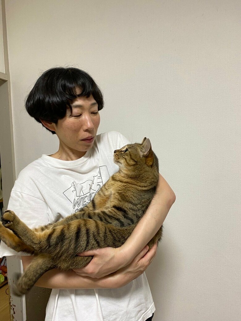 愛猫ポテ太郎とのツーショット
