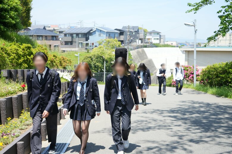 立花高校の登校風景