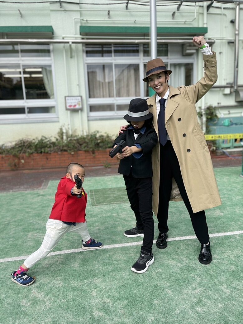 子どもたちのハロウィン衣装は毎年テーマのアニメを決め、手作りのリンクコーディネートを楽しむそう